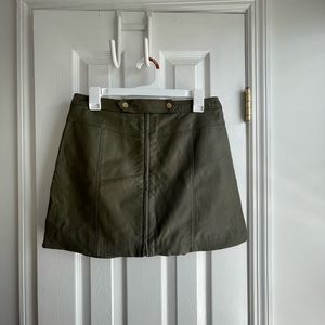 Leather Olive Green Skirt